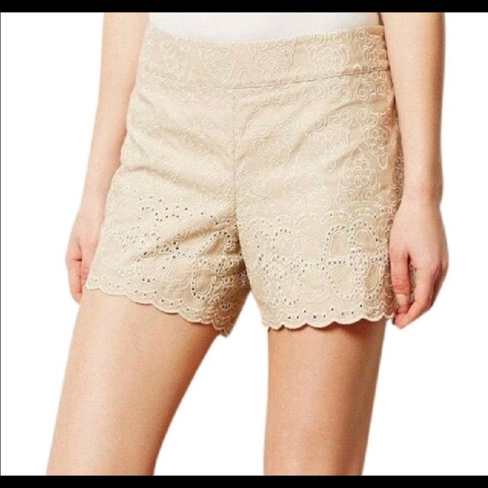 Anthropologie Elevenses Eyelet Shorts Tan size 0